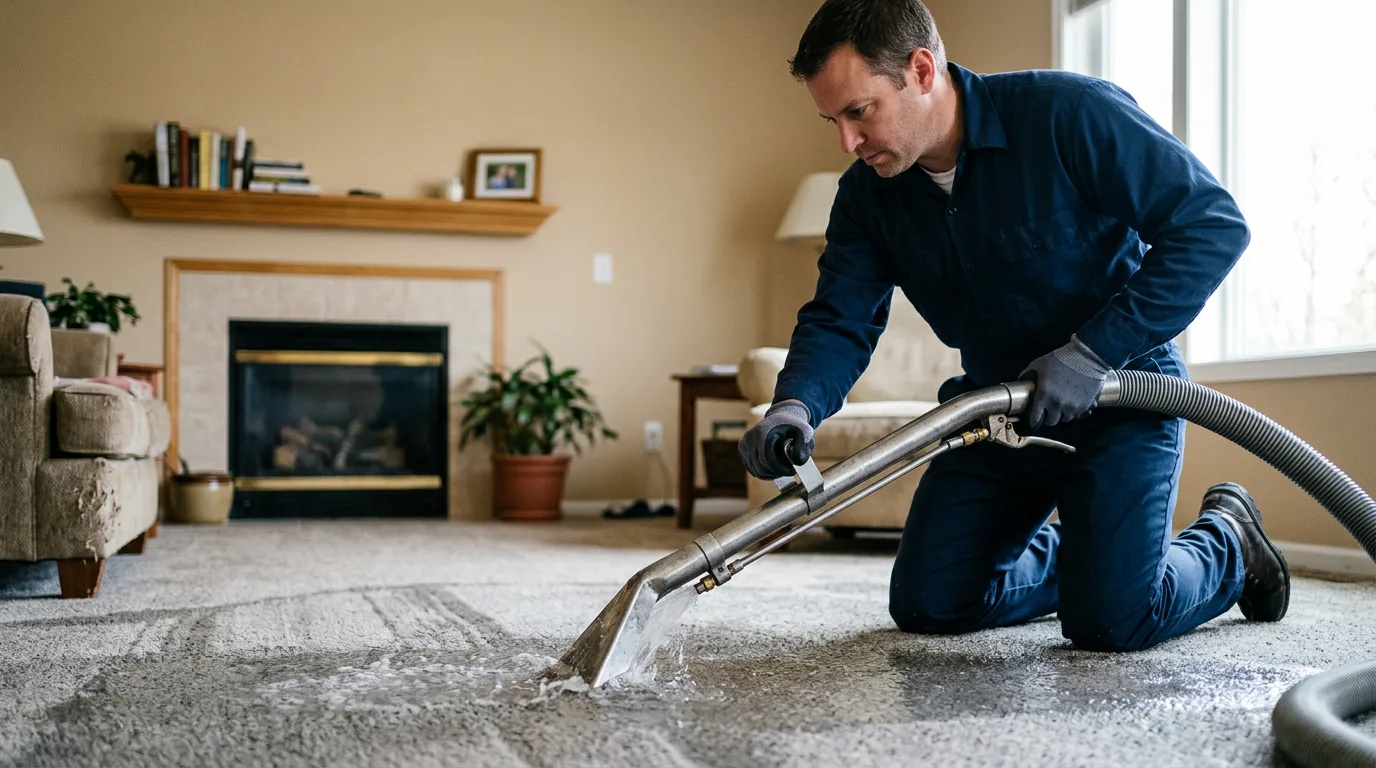 Water damage restoration technician working near Jesup, IA